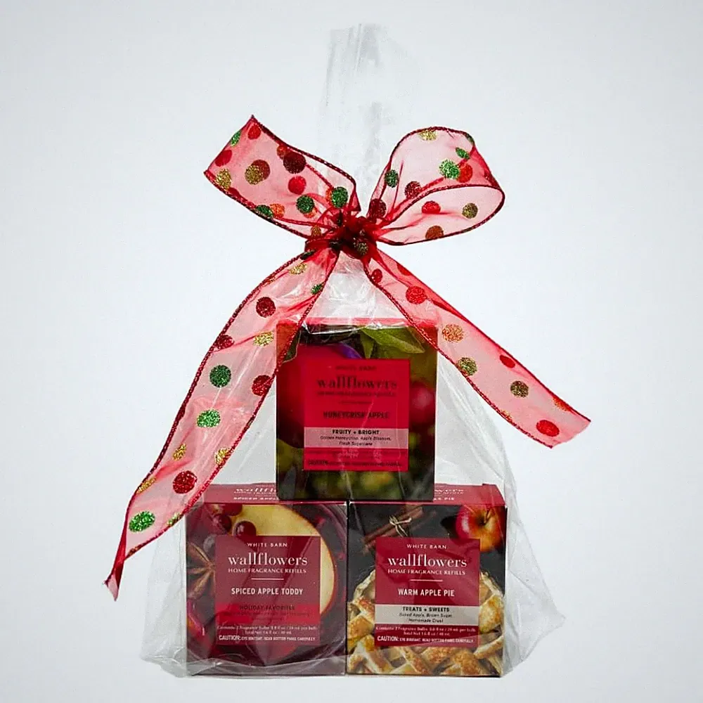 Bath & Body Works Fall Apple Scent Collection Wallflowers 3pc Gift Set 40in Bow