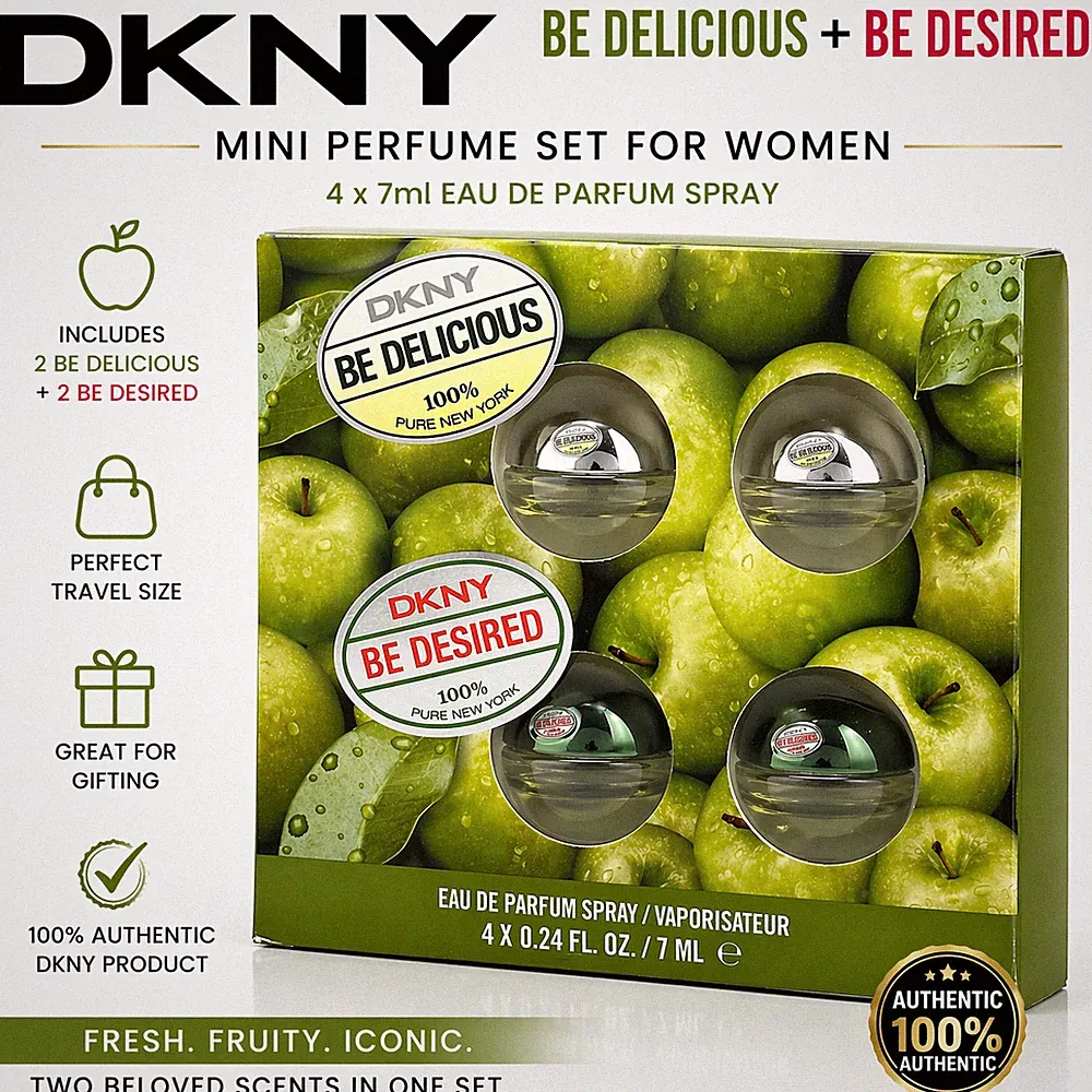 DKNY Be Delicious + DKNY Be Desired Mini Perfume Gift Set 4x7ml EDP Spray Women