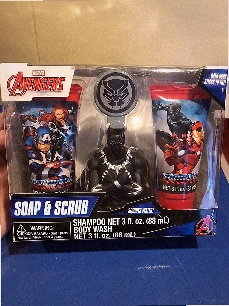 🙅🏿 MARVEL AVENGERS 🧌 Black Panther Scent Apple 🍏 Bath Gift Set & Toy 🆕
