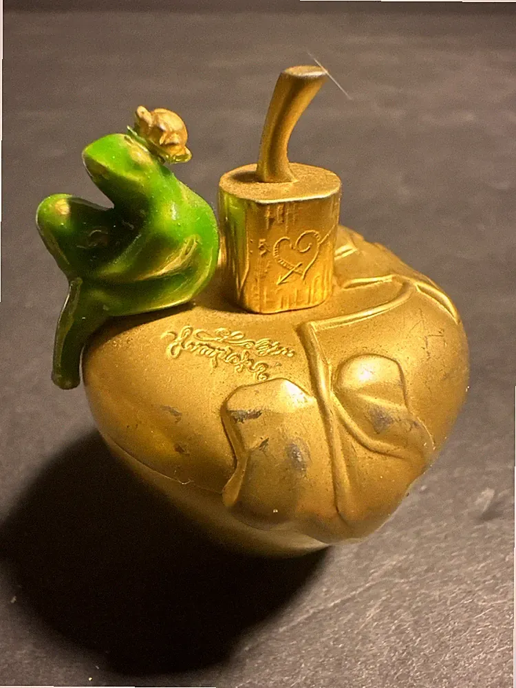 Rare Lolita Lempicka Solid Perfume In Golden Apple With Frog Compact #M1